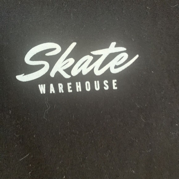 Skate Warehouse Traditional T-Shirt Black Super Max Heavy Front Back Logo Size L - Picture 2 of 9